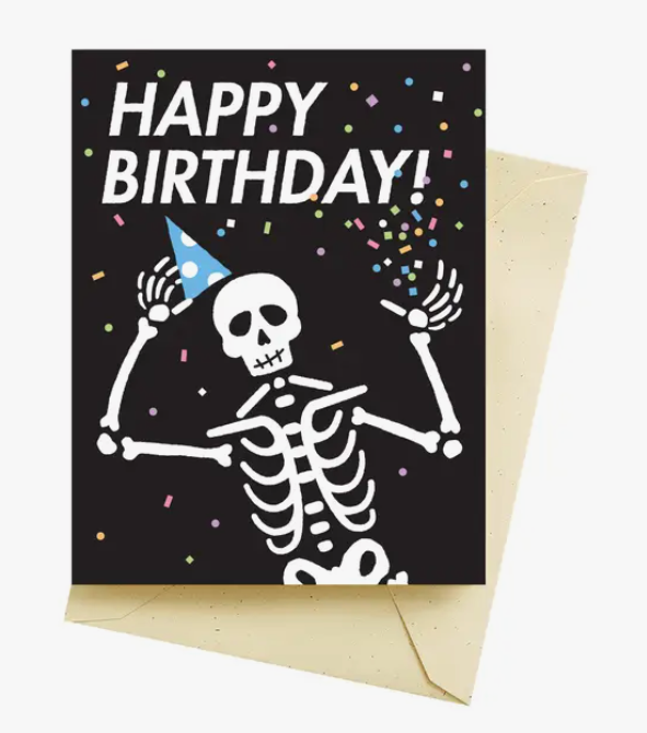 Skeleton Confetti Birthday Card