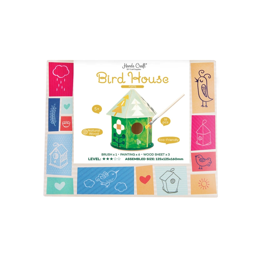 DIY 3D Wooden Birdhouse with Paint Kit (Green) - Stay Forever