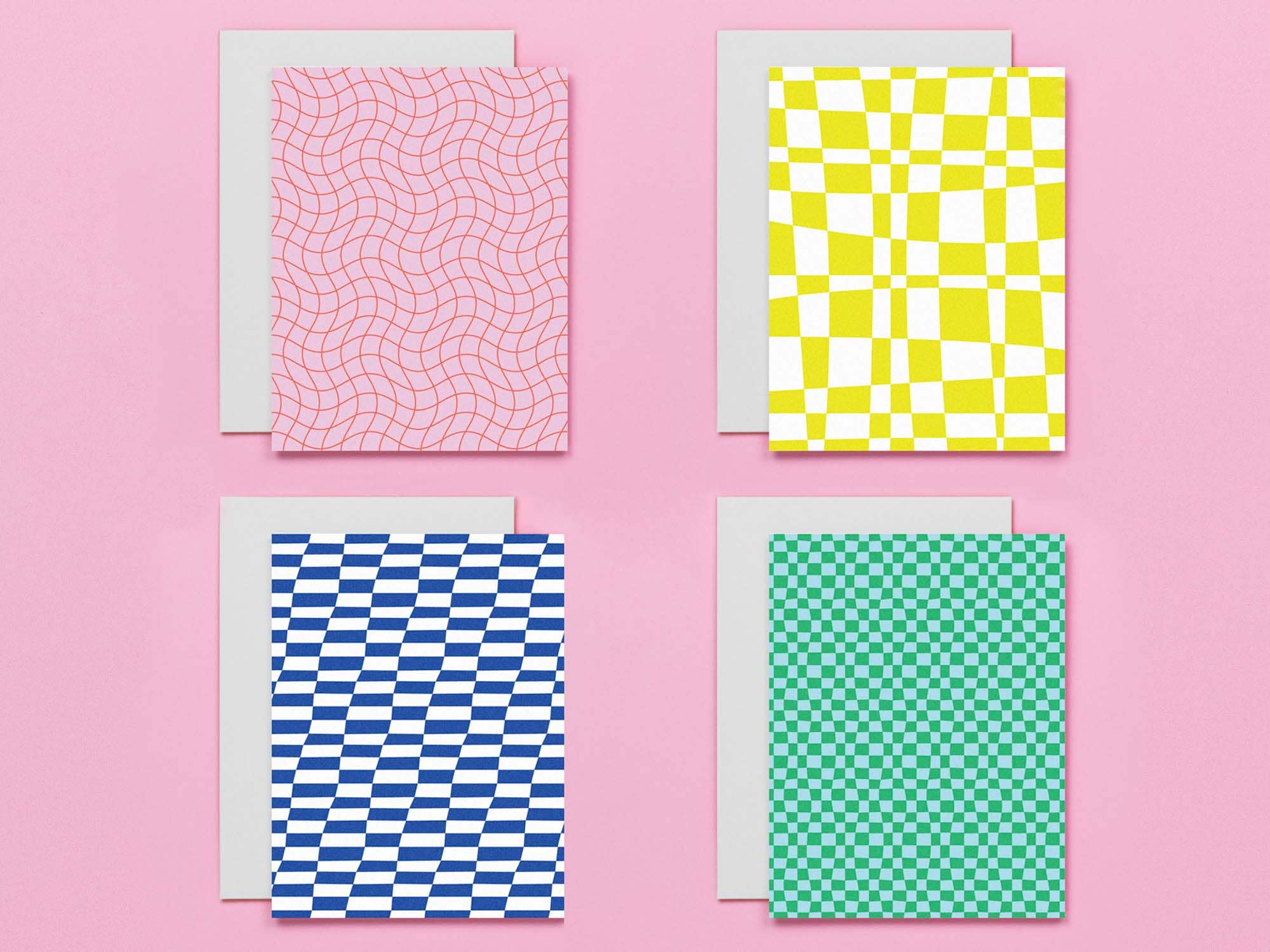 Space Time Checks Assorted Blank Greeting Card Boxed Set