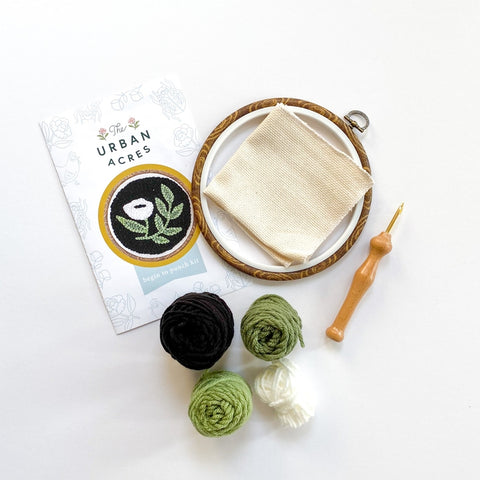 Black Floral Begin To Punch Needle Kit