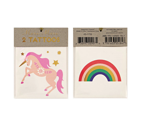 Unicorn + Rainbow Small Tattoos