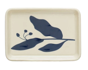 Stoneware Blue Botanical Plate - Small
