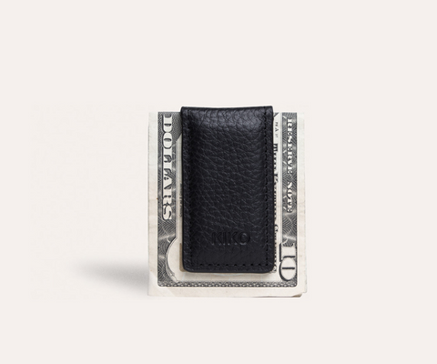 Black Leather Magnetic Money Clip