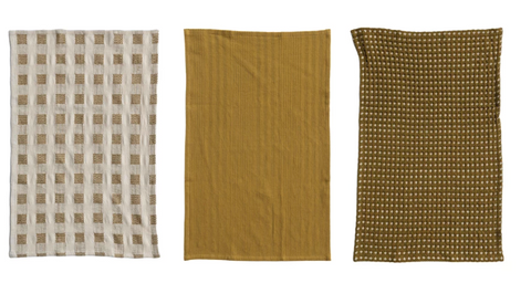 Woven Cotton Tea Towels, Set of 3