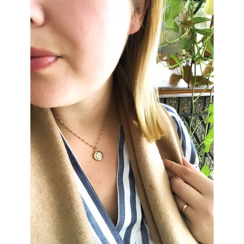 Moon Locket Necklace in Blush Pearl