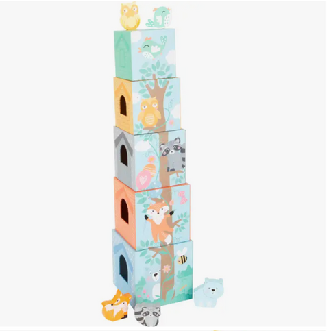 Small Foot Wooden Toys Pastel Animals Stacking Tower
