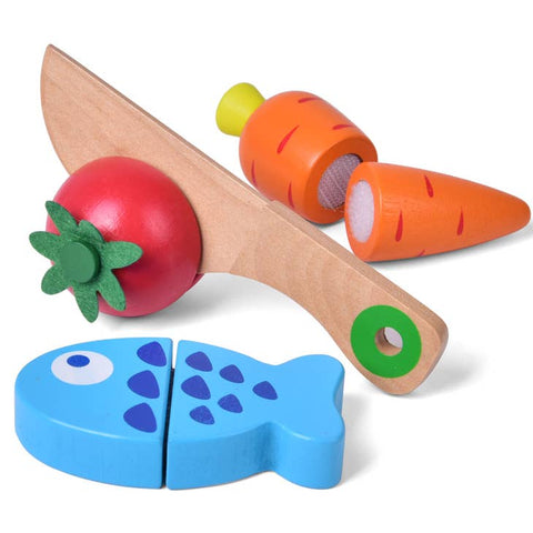 Wooden Pretend Cutting Play Food Set