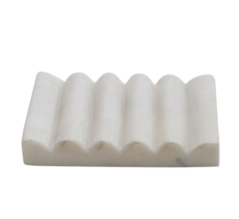 White Carved Marble Soap Dish
